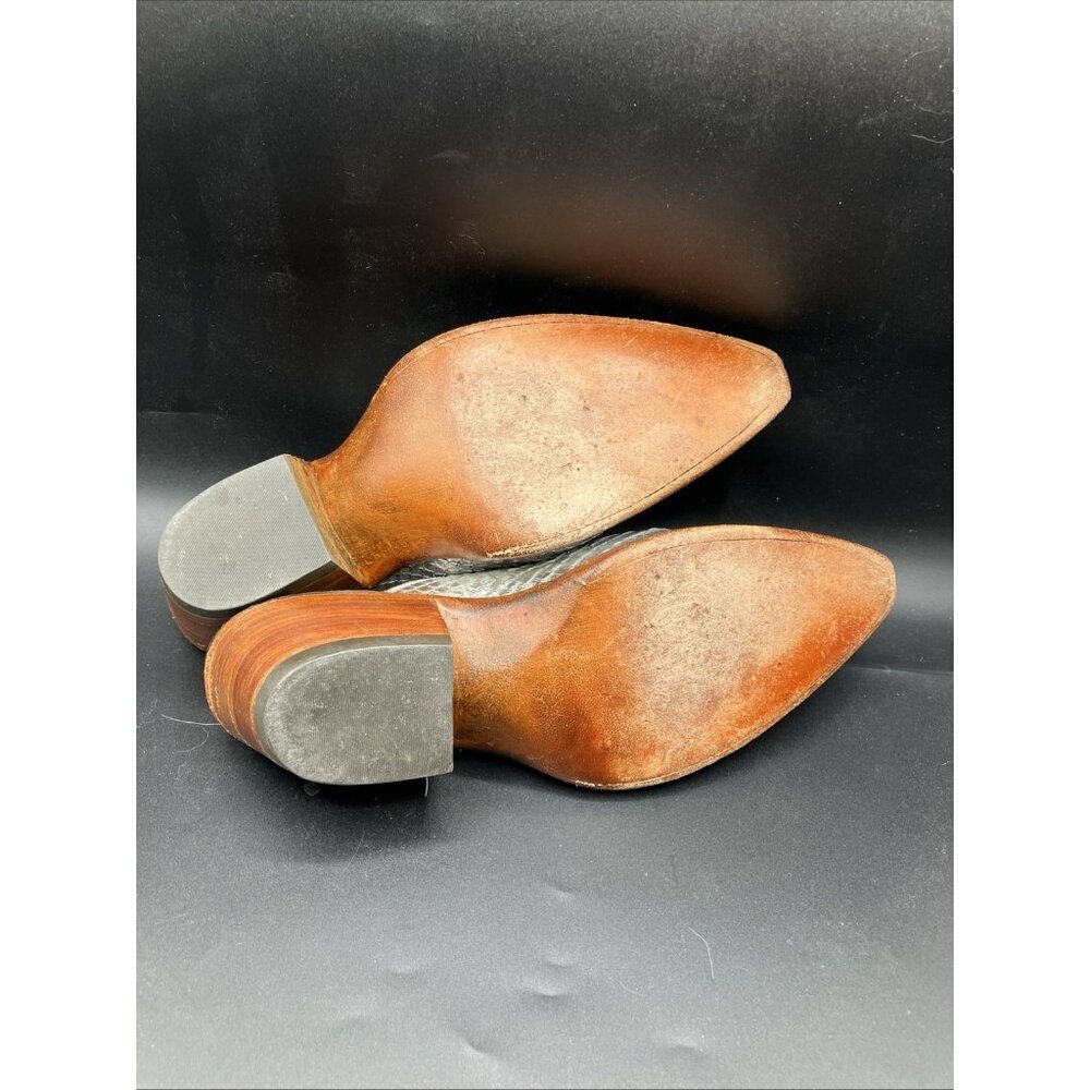 $1k  6.5 C Wide back At The Ranch Metallic Silver Cowgirl Mules Boots Santa Fe - Picture 4 of 8